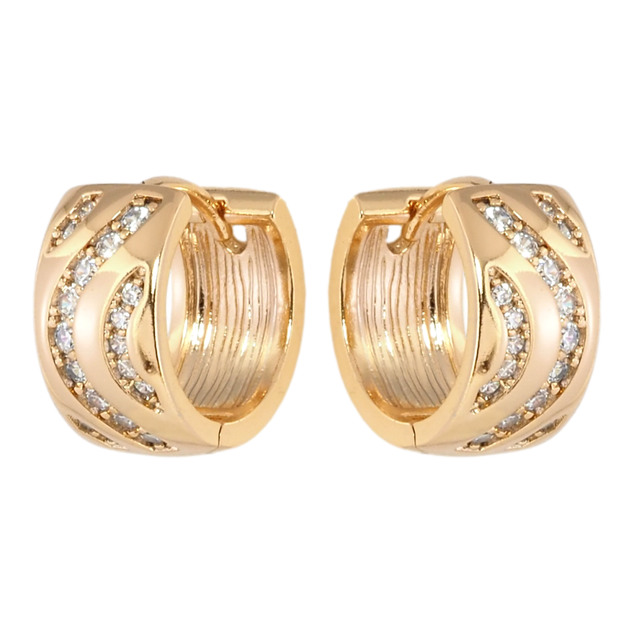 Серьги Xuping Позолота 18K колечки Узор с дорожками циркония фото №1