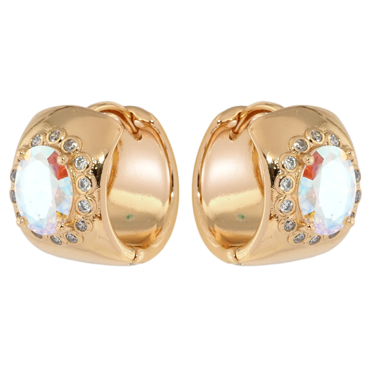 Серьги Xuping Позолота 18K колечки Радужные фианиты в обрамлении циркония фото №6