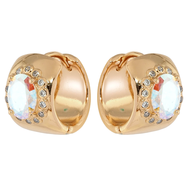 Серьги Xuping Позолота 18K колечки Радужные фианиты в обрамлении циркония фото №1