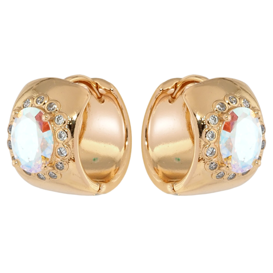 Серьги Xuping Позолота 18K колечки Радужные фианиты в обрамлении циркония фото №1