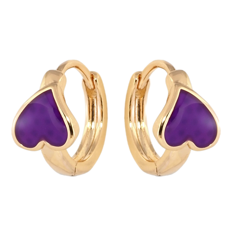 Серьги Xuping Позолота 18K колечки Сердечки с сиреневой эмалью фото №18