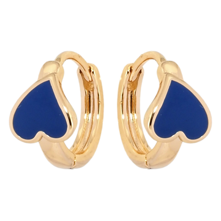Серьги Xuping Позолота 18K колечки Сердечки с синей эмалью фото №24