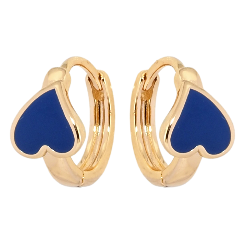 Серьги Xuping Позолота 18K колечки Сердечки с синей эмалью фото №4