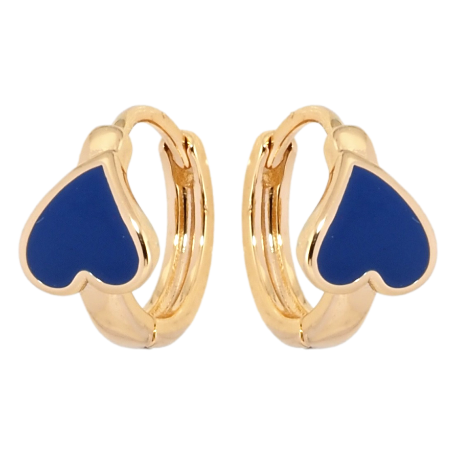 Серьги Xuping Позолота 18K колечки Сердечки с синей эмалью фото №1