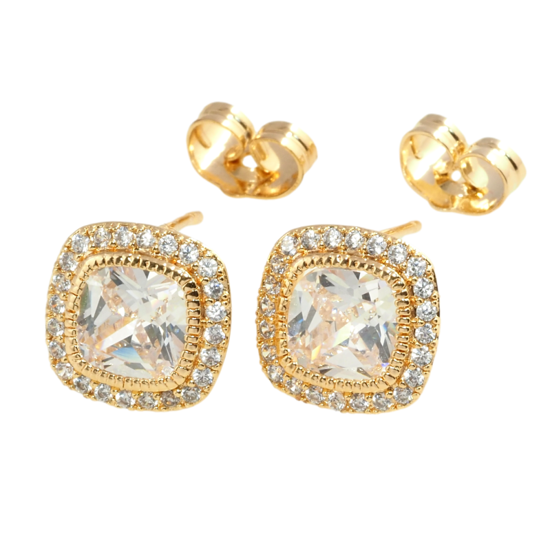 Серьги Xuping Позолота 18K пусеты Фианиты в обрамлении циркония 11х11мм фото №2 Серьги Xuping Позолота 18K пусеты Фианиты в обрамлении циркония 11х11мм фото №2