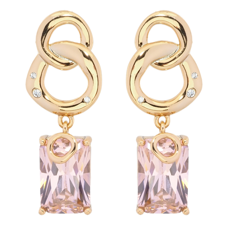 Сережки Xuping Позолота 18K пусети Підвіски з рожевими фіанітами фото №1 Сережки Xuping Позолота 18K пусети Підвіски з рожевими фіанітами фото №1