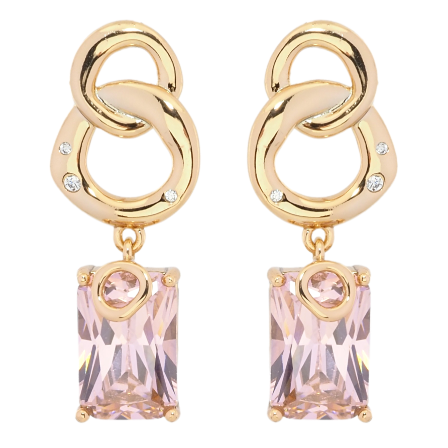 Серьги Xuping Позолота 18K пусеты Подвески с розовыми фианитами фото №1