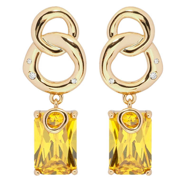 Серьги Xuping Позолота 18K пусеты Подвески с желтыми фианитами фото №1