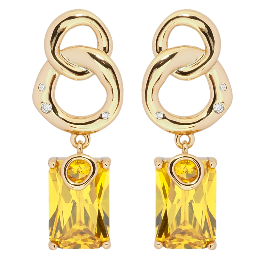 Серьги Xuping Позолота 18K пусеты Подвески с желтыми фианитами фото №1