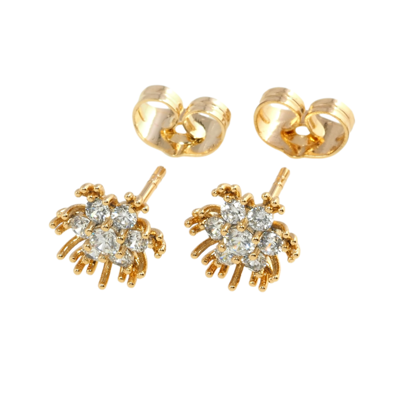 Серьги Xuping Позолота 18K пусеты Цветочки с цирконием фото №1 Серьги Xuping Позолота 18K пусеты Цветочки с цирконием фото №1