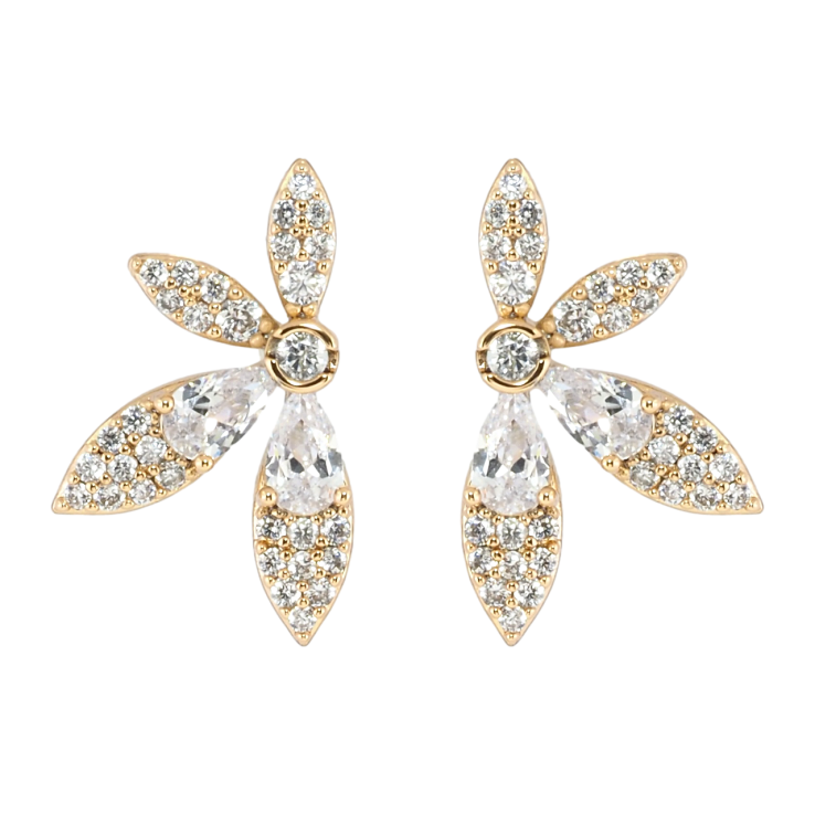 Сережки Xuping Позолота 18K пусети Квіточки з цирконієм фото №18 Сережки Xuping Позолота 18K пусети Квіточки з цирконієм фото №18