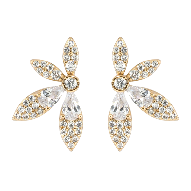 Сережки Xuping Позолота 18K пусети Квіточки з цирконієм фото №1