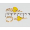 Сережки Xuping Позолота 18K підвіски на колечках Жовті серця з ключиками 2 в 1 фото №3