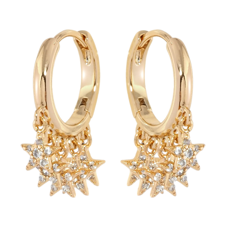 Серьги Xuping Позолота 18K подвески на колечках Подвески из звездочек с цирконием фото №6