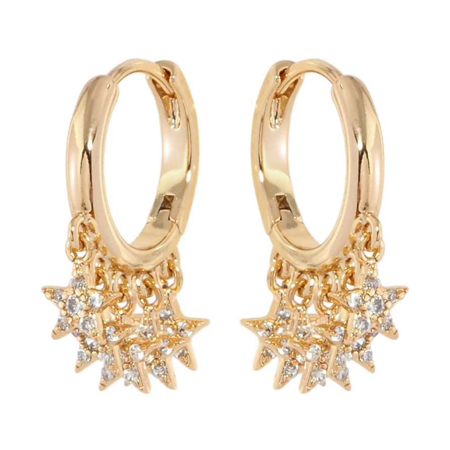 Сережки Xuping Позолота 18K підвіски на колечках Підвіски із зірочок з цирконієм фото №1