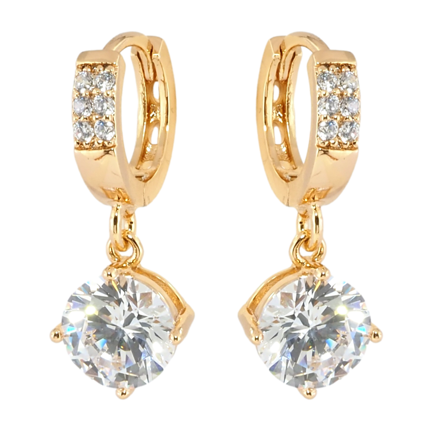 Сережки Xuping Позолота 18K підвіски на колечках Фіаніти ø 8мм фото №1