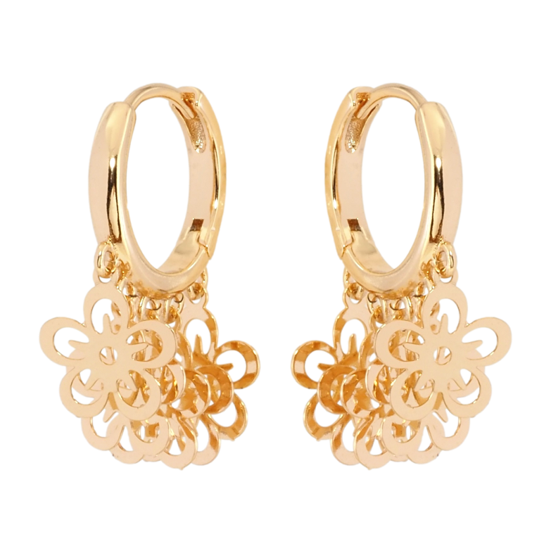 Серьги Xuping Позолота 18K подвески на колечках Цветочки фото №1