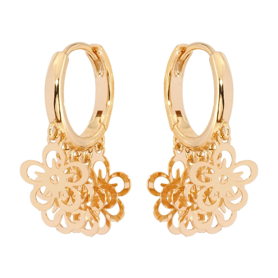 Сережки Xuping Позолота 18K підвіски на колечках Квіточки фото №1