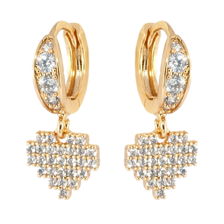Сережки Xuping Позолота 18K підвіски на колечках Серця інкрустація цирконієм фото №11