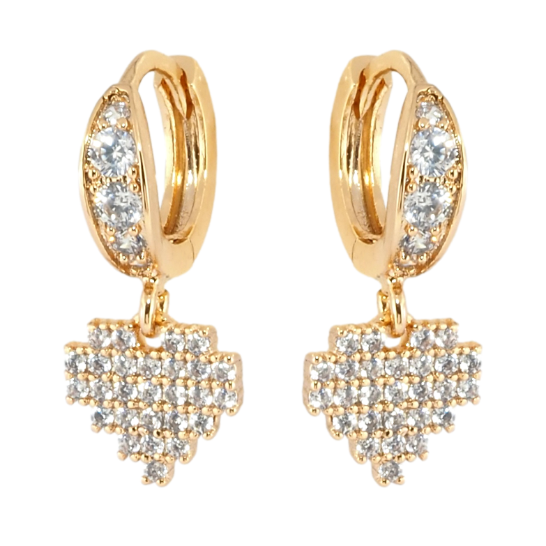 Сережки Xuping Позолота 18K підвіски на колечках Серця інкрустація цирконієм фото №1