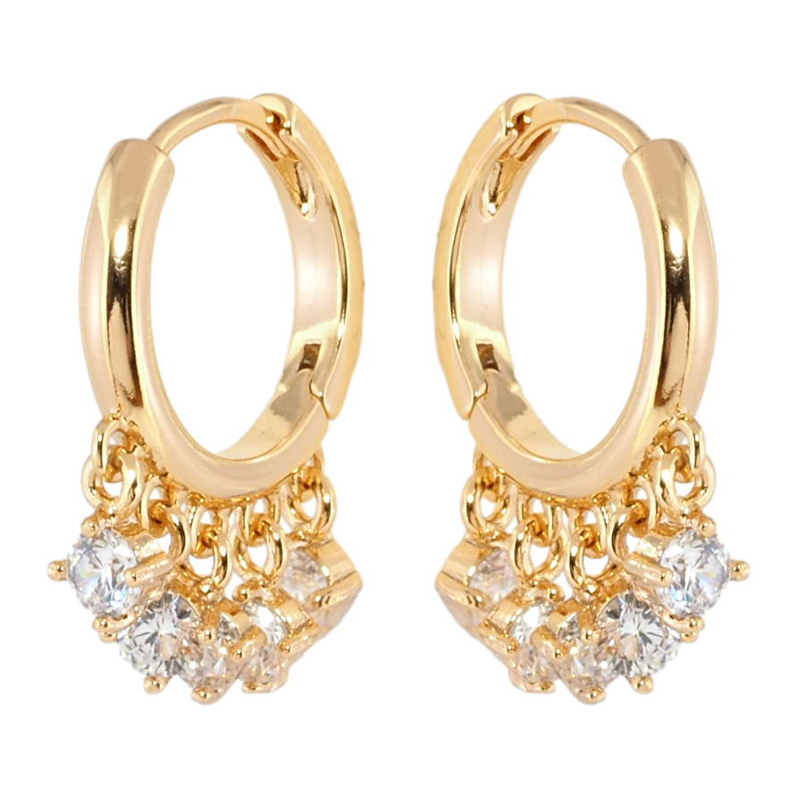 Сережки Xuping Позолота 18K підвіски на колечках Кришталеві підвіски фото №1