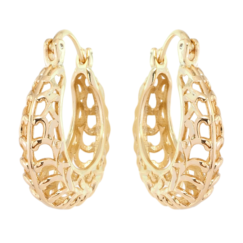 Серьги Xuping Позолота 18K замок-булавка Резной орнамент ø 2.4см фото №3