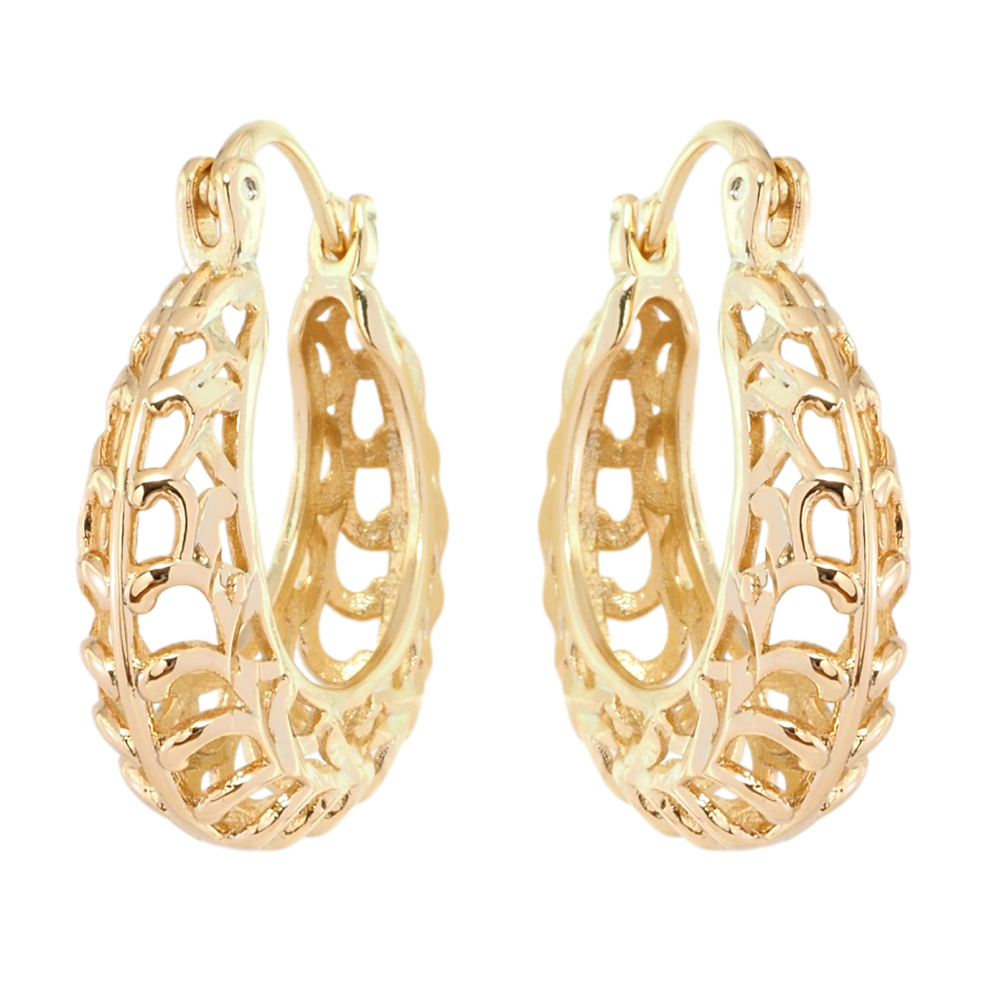 Серьги Xuping Позолота 18K замок-булавка Резной орнамент ø 2.4см фото №1