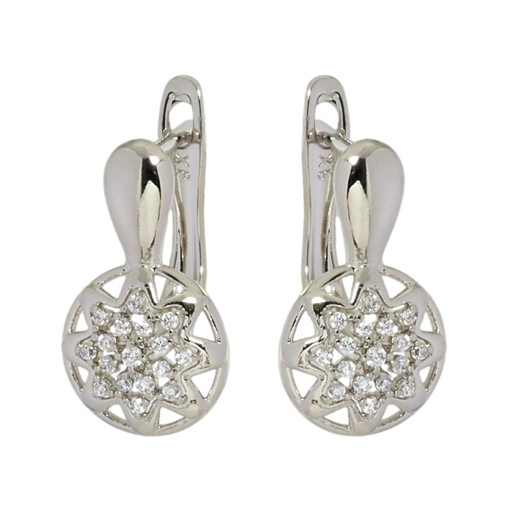 Серьги Xuping Родий английский замок Цветочный узор с цирконием фото №11