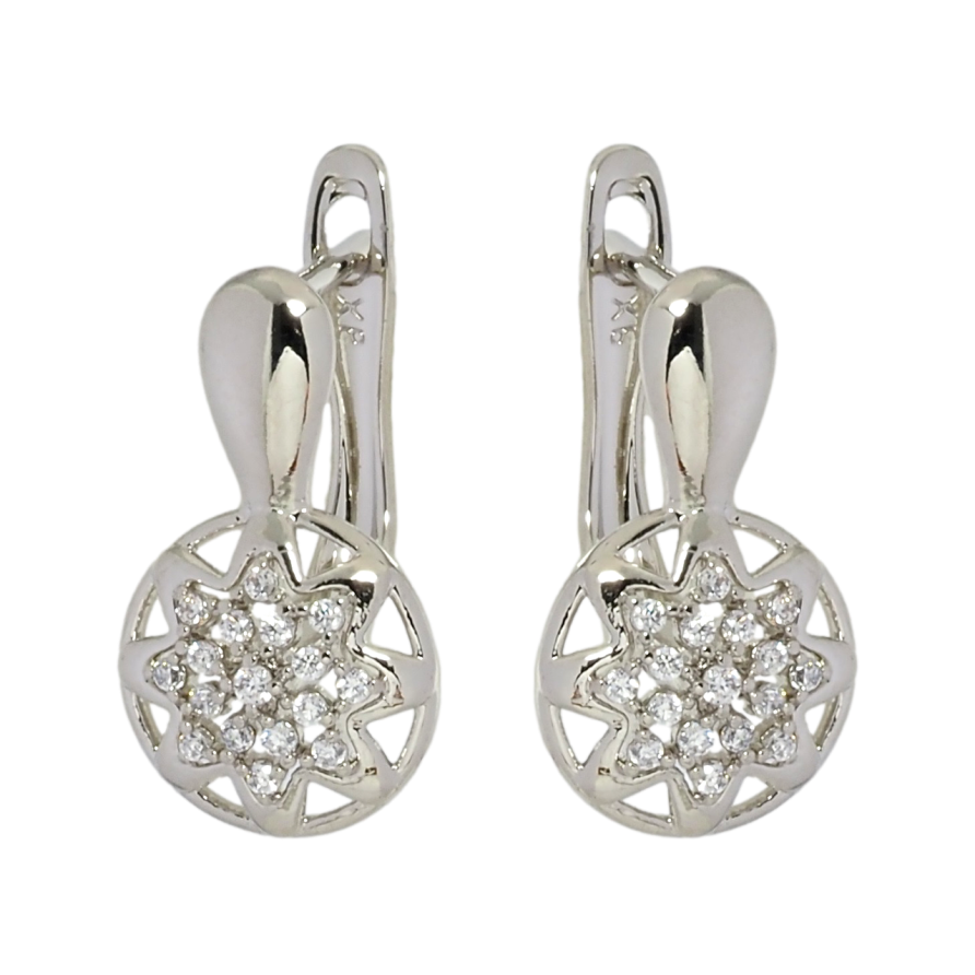 Серьги Xuping Родий английский замок Цветочный узор с цирконием фото №1
