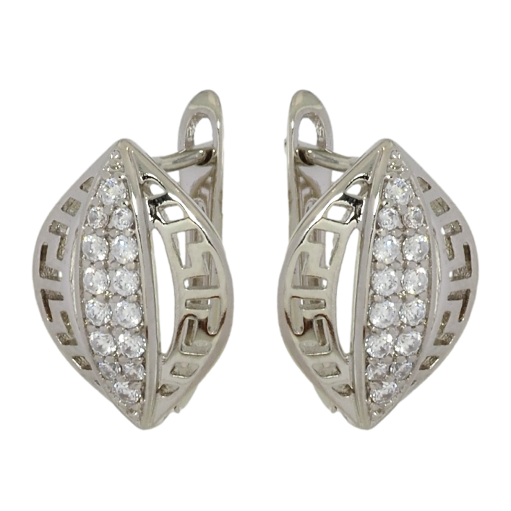 Сережки Xuping Родій англійський замок Різьблений візерунок з цирконієм фото №5