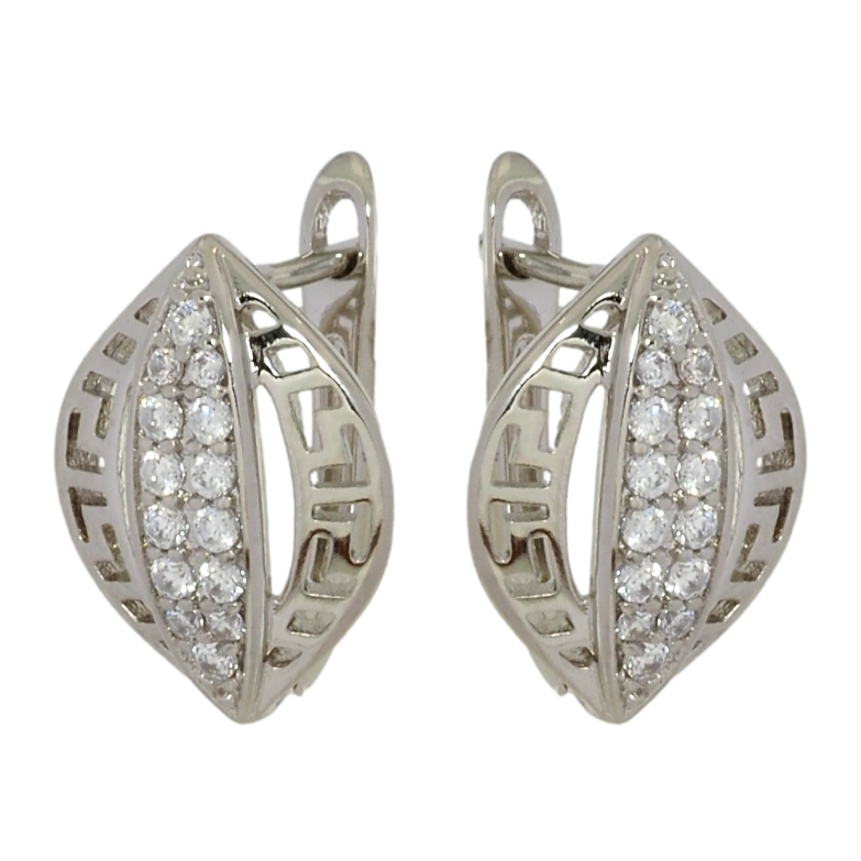 Серьги Xuping Родий английский замок Резной узор с цирконием фото №1