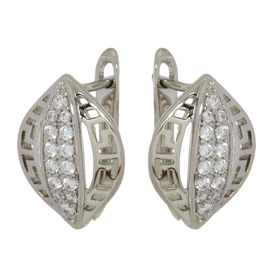 Сережки Xuping Родій англійський замок Різьблений візерунок з цирконієм фото №1