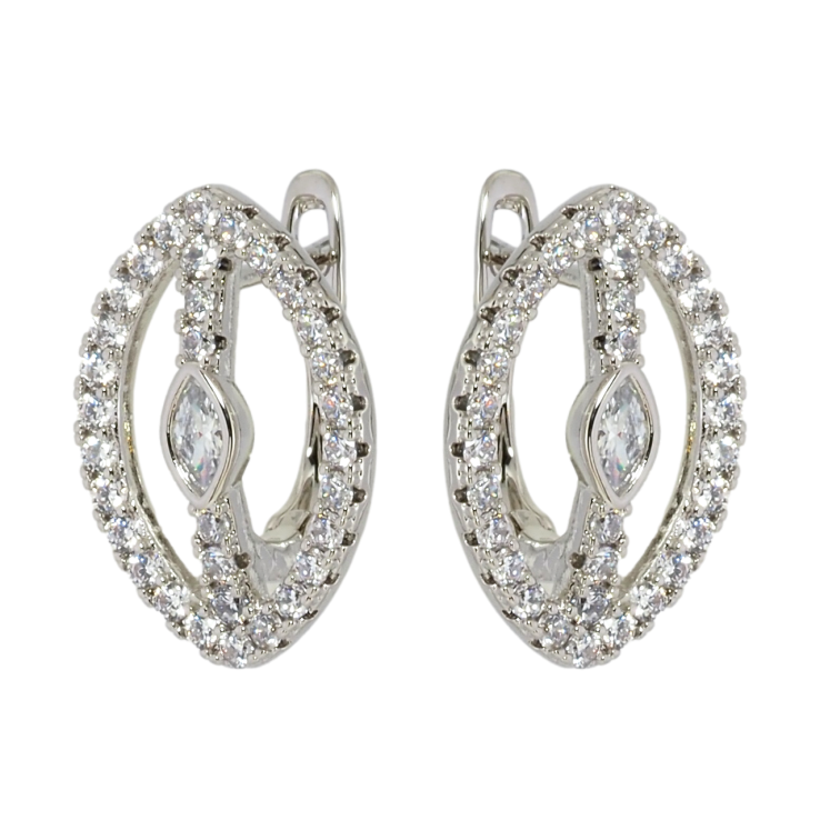 Сережки Xuping Родій англійський замок Овальні з цирконієм фото №7