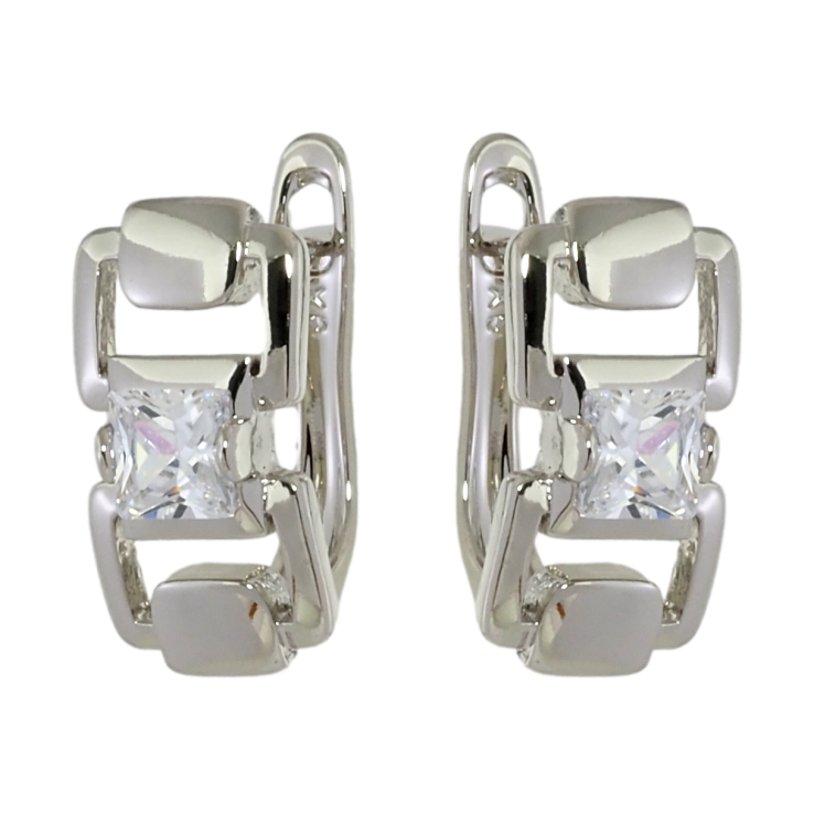 Сережки Xuping Родій англійський замок Візерунок зі вставками фіанітів фото №3