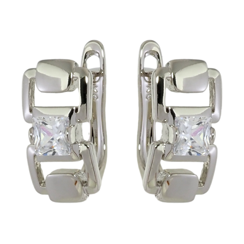 Серьги Xuping Родий английский замок Узор с вставками фианитов фото №18