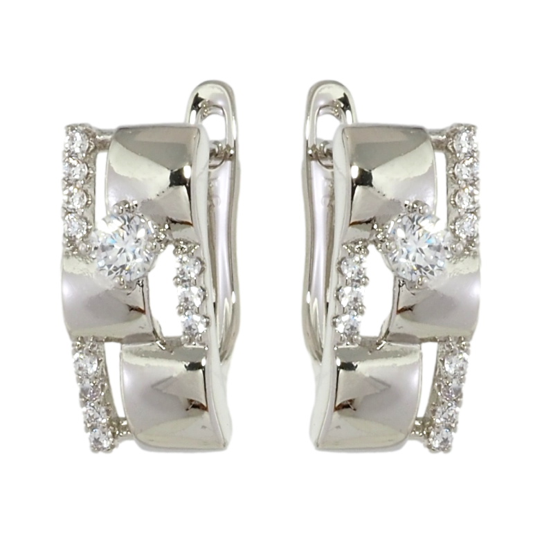 Серьги Xuping Родий английский замок Узор с цирконием фото №13