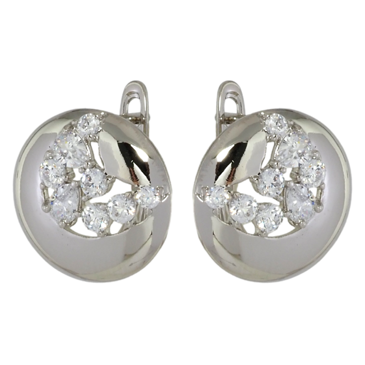 Сережки Xuping Родій англійський замок Круги із півмісяцями з цирконієм фото №9