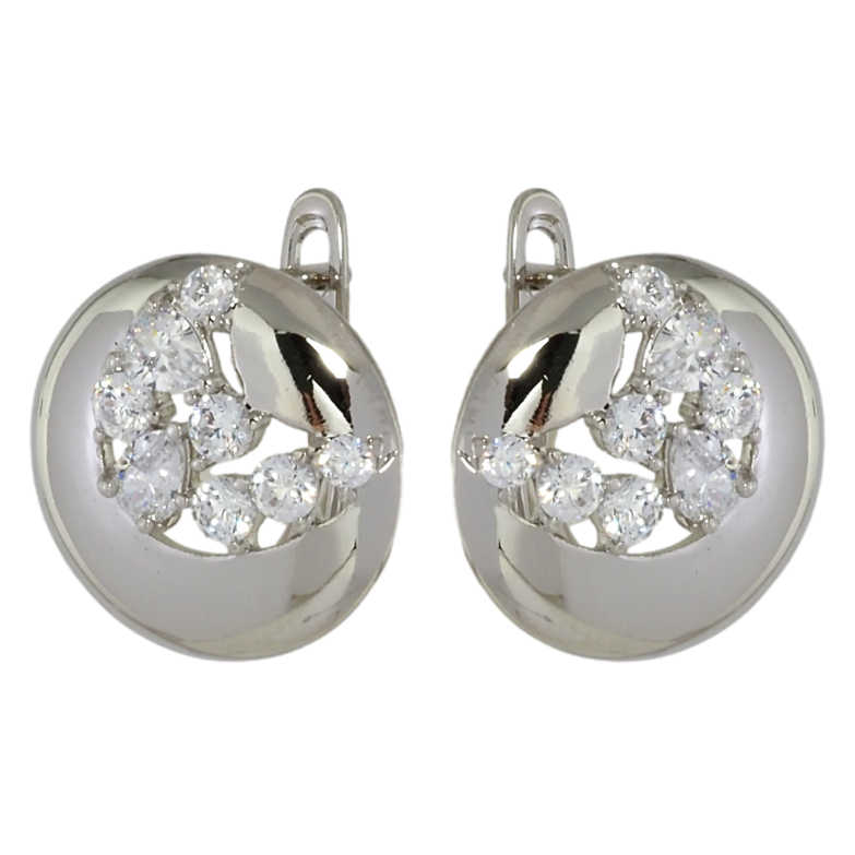 Серьги Xuping Родий английский замок Круги с полумесяцами из цирконием фото №15