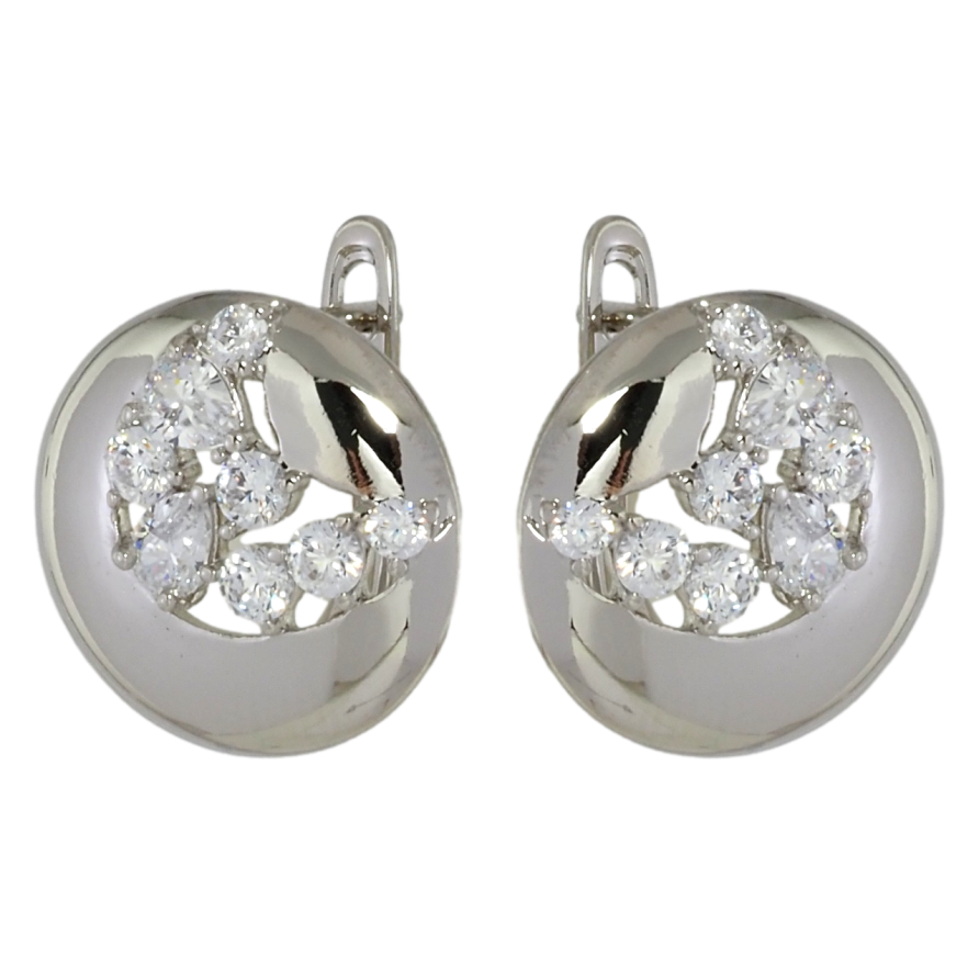 Сережки Xuping Родій англійський замок Круги із півмісяцями з цирконієм фото №1