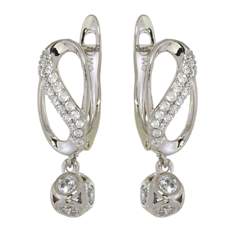 Сережки Xuping Родій англійський замок Декоративний візерунок та підвіски кульки з цирконієм фото №1