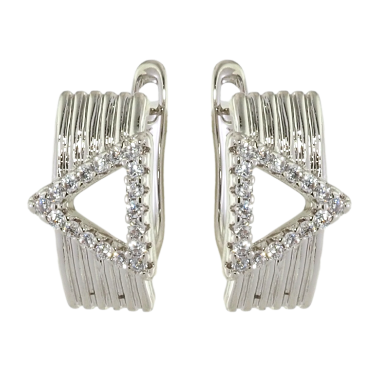 Серьги Xuping Родий английский замок Узор треугольники с цирконием фото №19