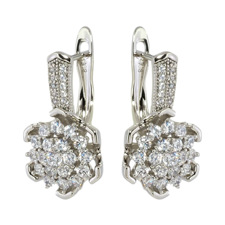 Серьги Xuping Родий английский замок Цветочки с цирконием фото №17