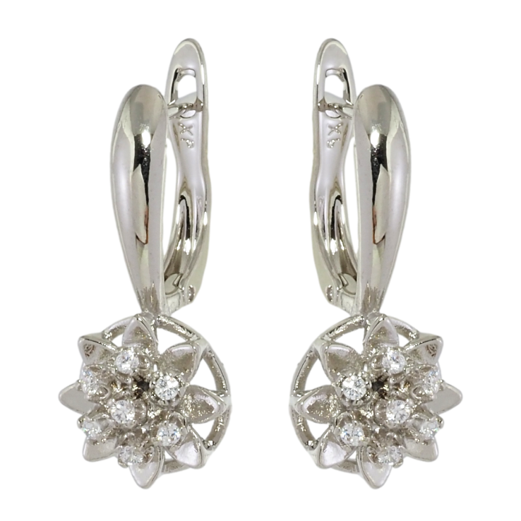 Серьги Xuping Родий английский замок Цветочки с цирконием фото №12