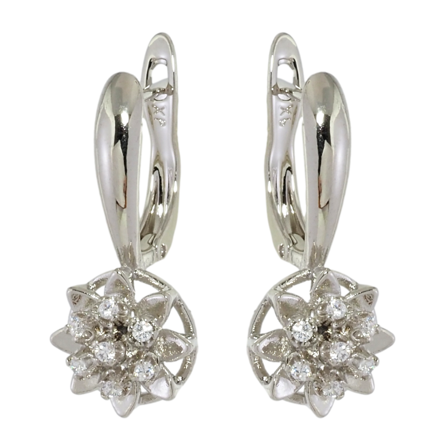 Серьги Xuping Родий английский замок Цветочки с цирконием фото №1