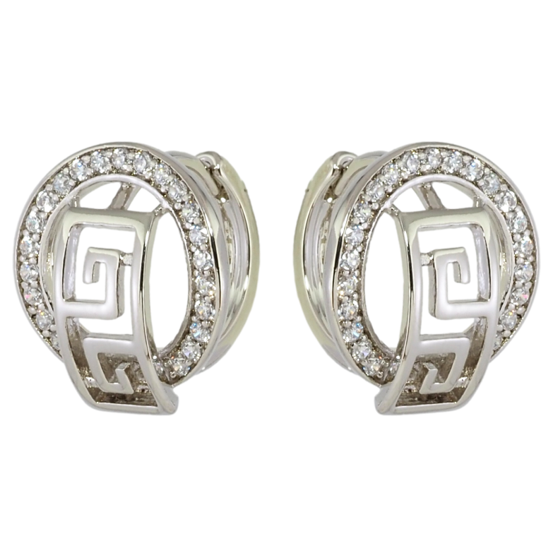 Сережки Xuping Родій колечка Кільця цирконію з меандровим візерунком фото №1