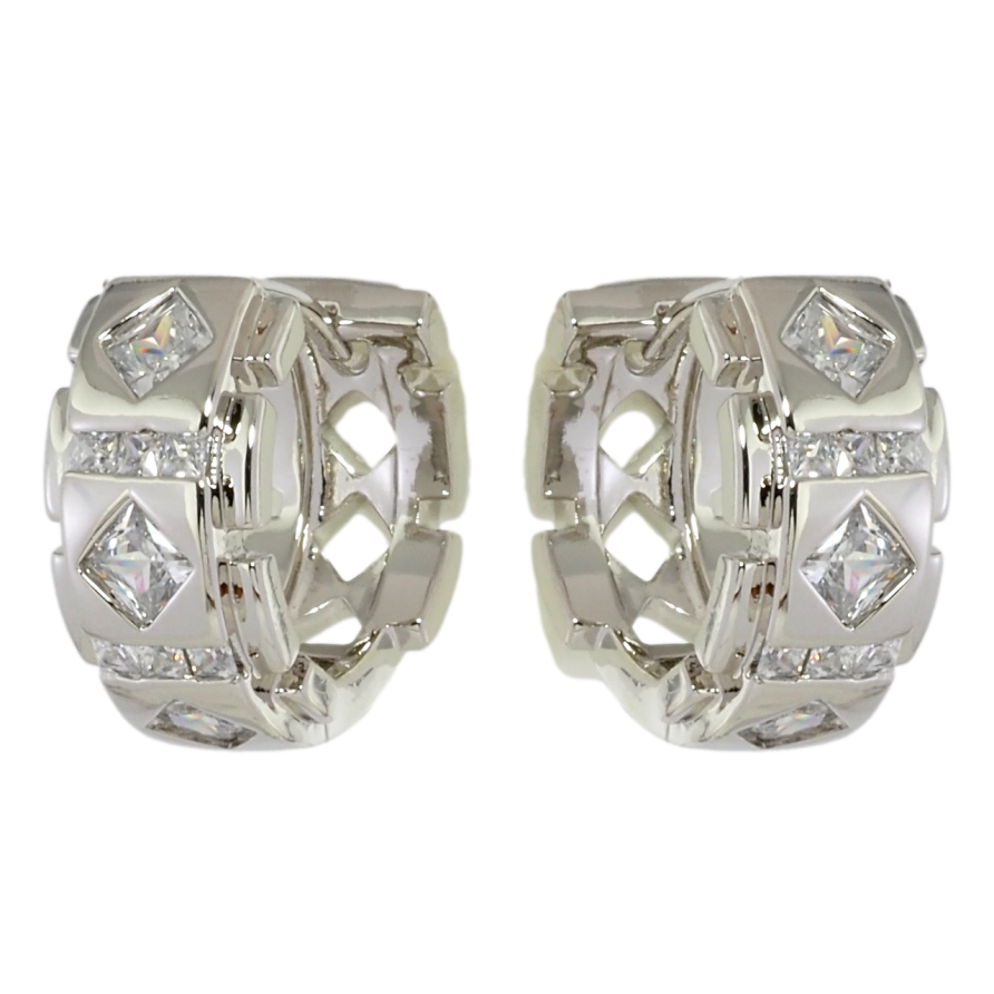 Серьги Xuping Родий колечки Узор с цирконием фото №1