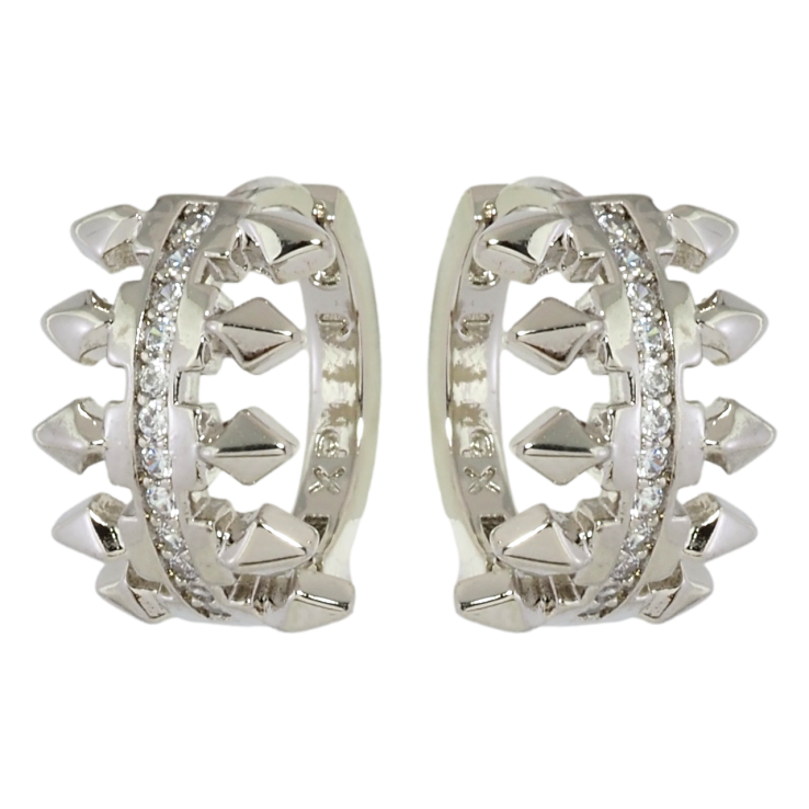 Серьги Xuping Родий колечки Узор с дорожками циркония фото №19