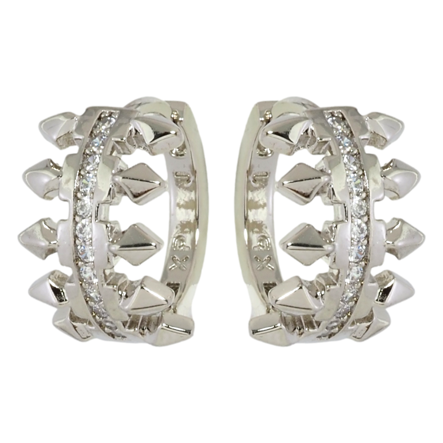 Серьги Xuping Родий колечки Узор с дорожками циркония фото №1