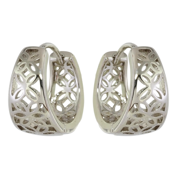 Серьги Xuping Родий колечки Резной цветочный узор фото №2
