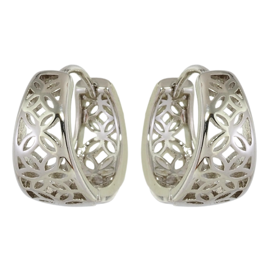 Серьги Xuping Родий колечки Резной цветочный узор фото №1